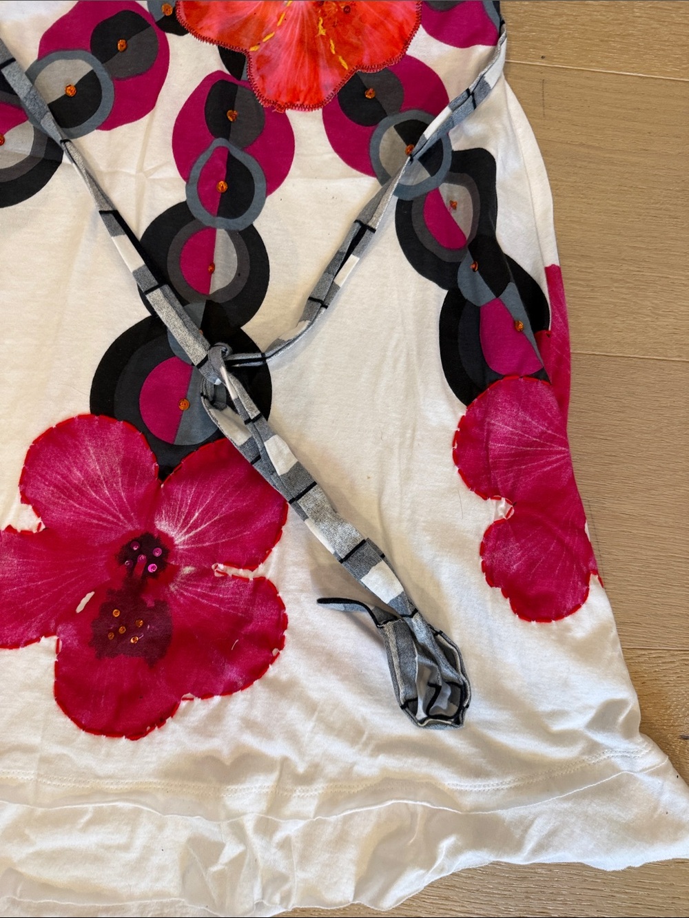 Desigual Women’s White Black Pink Red Floral Sundress size small - Picture 7 of 16